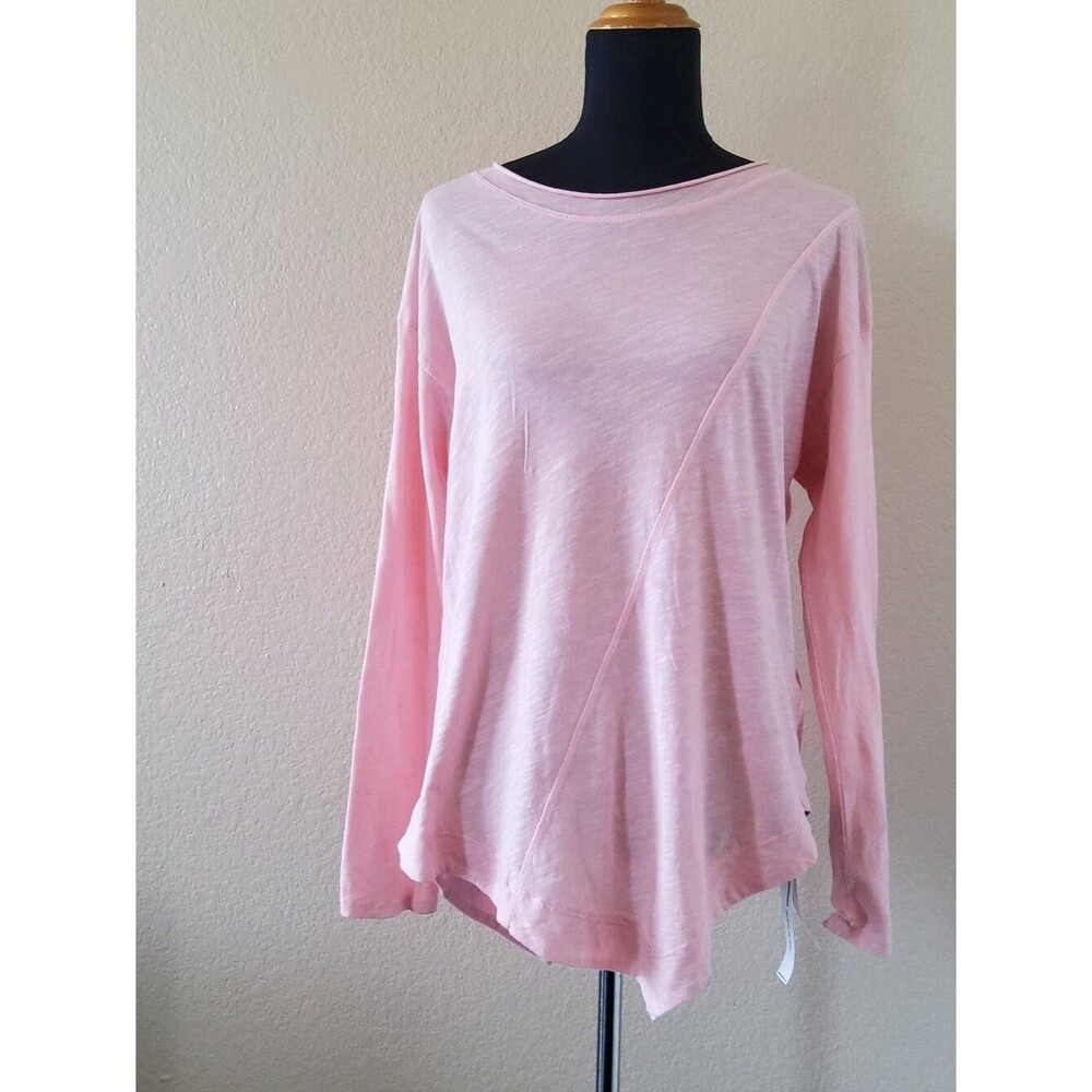 NWT Good Luck Tee Pink Asymmetrical 100% Cotton Long Sleeve Top - M